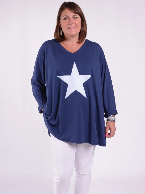 Cotton Swing V Neck Long Sleeve Tee - 20520 STAR