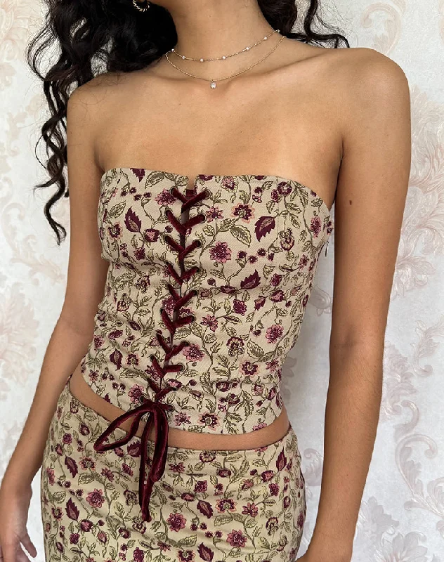 Heska Corset Top in Botanical Taupe