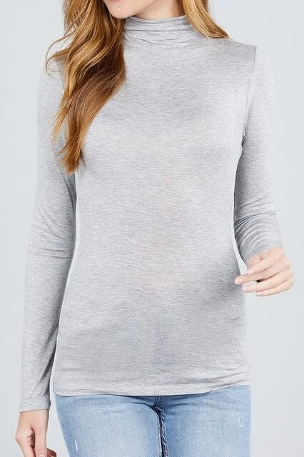 LONG SLEEVE MOCK NECK RAYON JERSEY SPANDEX TOP