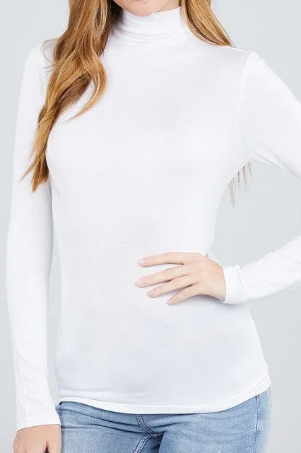 LONG SLEEVE MOCK NECK RAYON JERSEY SPANDEX TOP