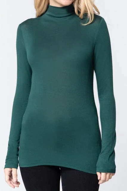 LONG SLEEVE MOCK NECK RAYON JERSEY SPANDEX TOP