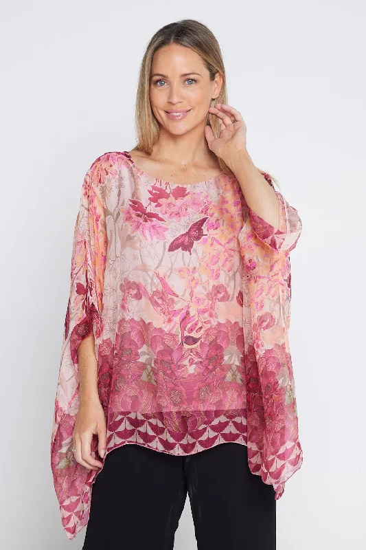 Luciana Silk Top - Butterfly Sanctuary