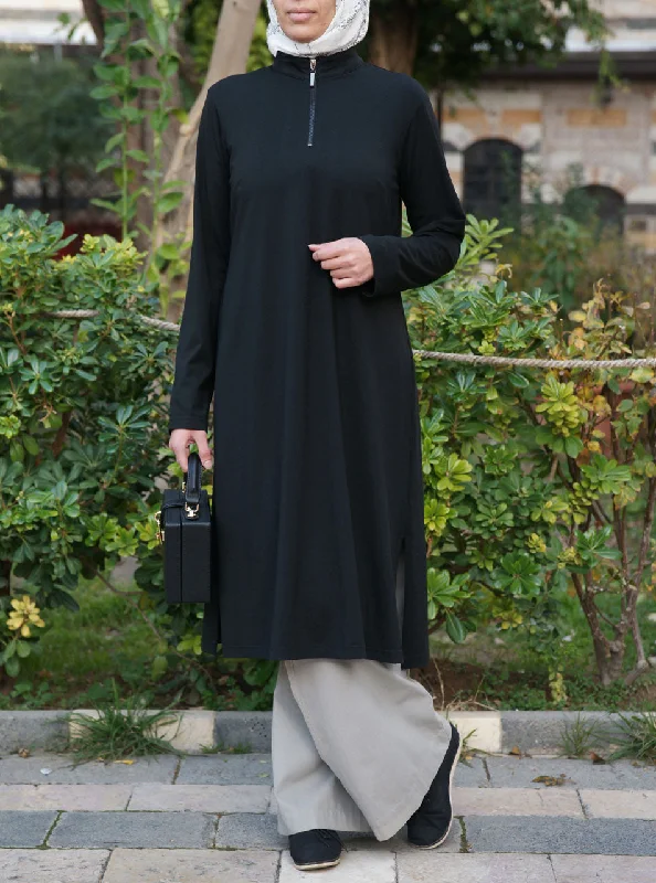 Modal and Cotton Jersey Zipped Tunic