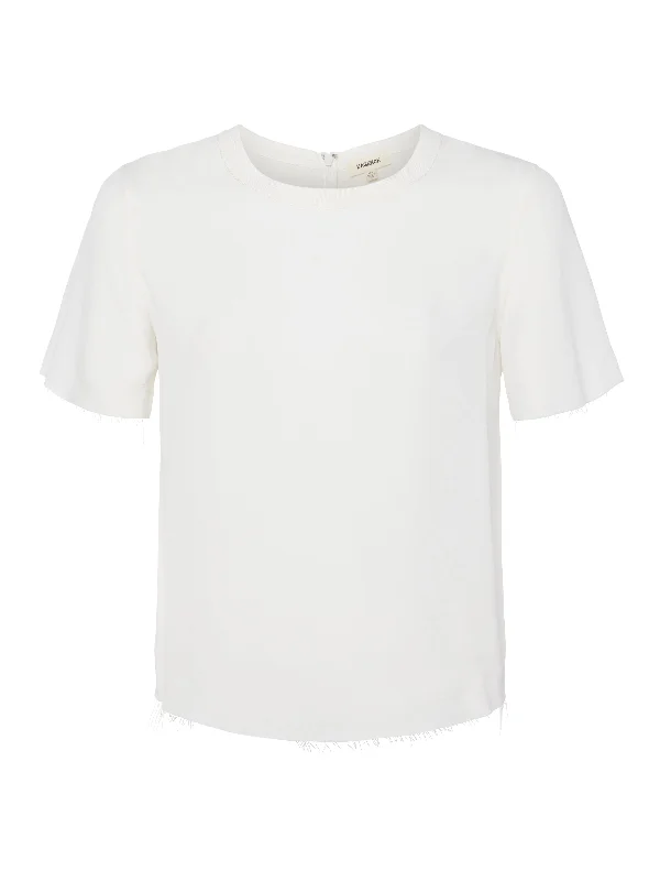 Suzette Silk Raw-Hem Tee